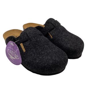 Plakton Clogs Women 6.5 37 Gray Blogg Felted Wool Cork Slip On Soft Footbed NEW